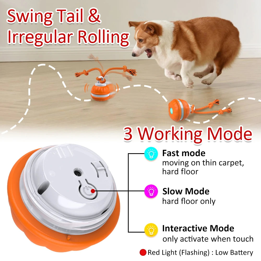 Interactive Dog Toy Ball Motion Activated Smart Dog Toy Automatic Moving Teasing Balls Puppy Cleaning Teeth Chew Toys Knot Rope