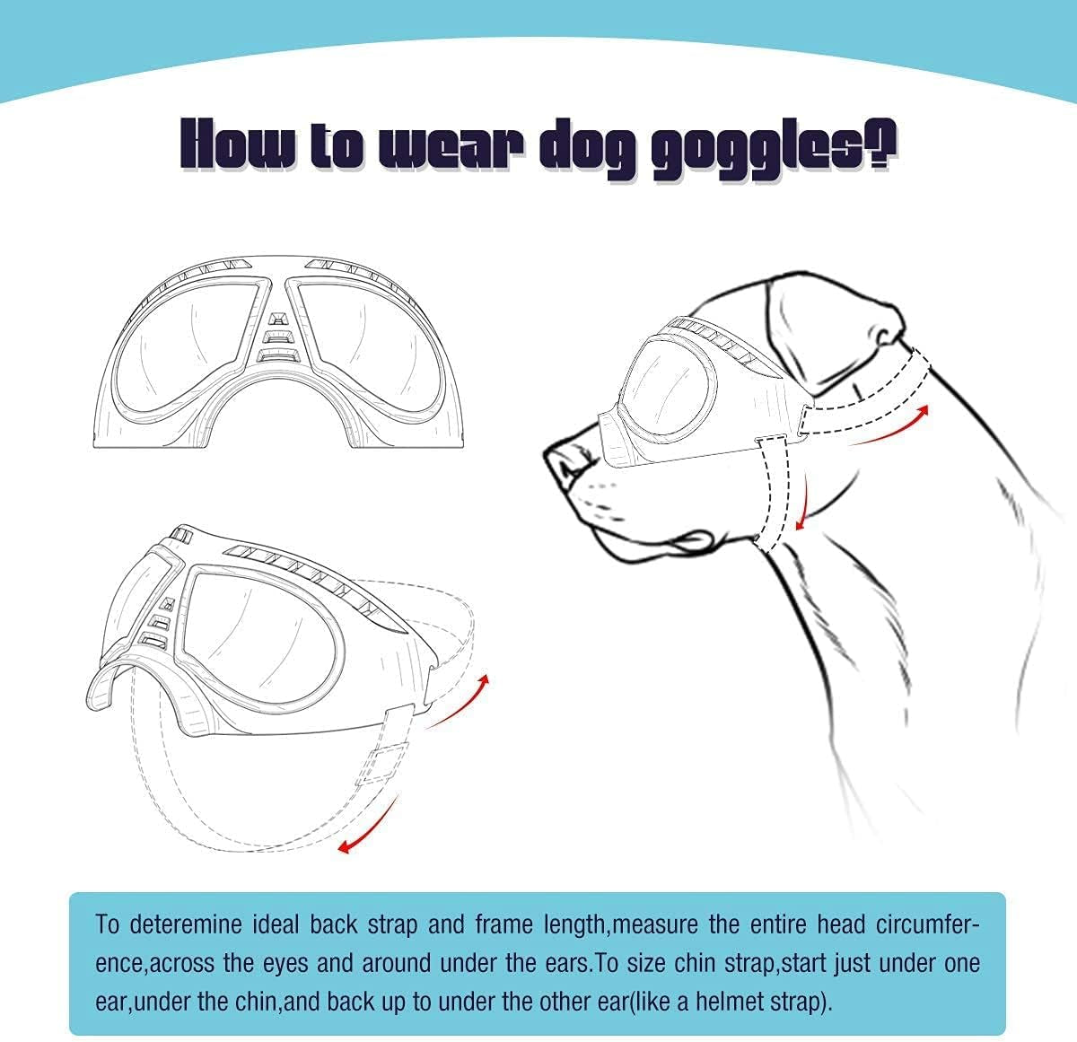 Dog Goggles Large Breed, Dog Sunglasses Large Breed UV Protection Sunglasses for Dog Eye Protection for Outdoor Driving Cycling, Black